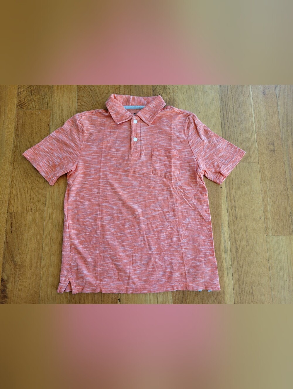 Boys size small Orange Heathered Short Sleeve Polo Shirt